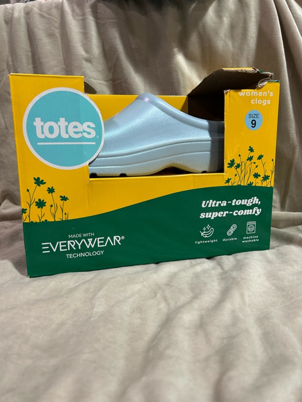 totes Women's Light Blue Slip-On Clog - Size 9